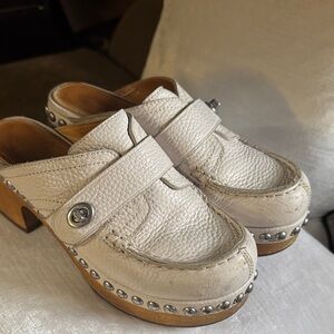 Coach Women's White Leather Clogs